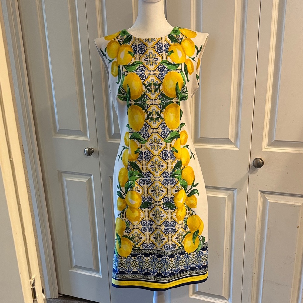 Vibrant Lemon Pattern Midi Dress